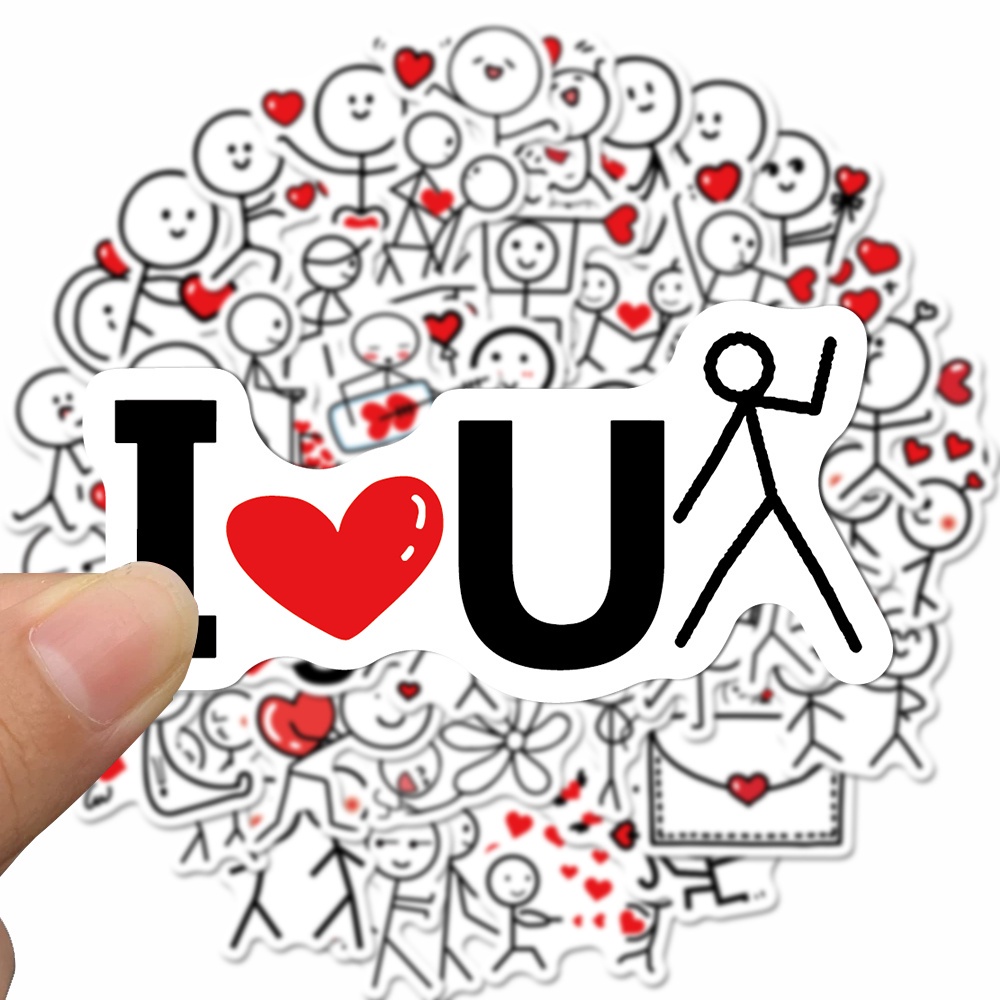 Set 50 miếng dán trang trí cốc nước họa tiết hoạt hình dễ thương chống thấm nước