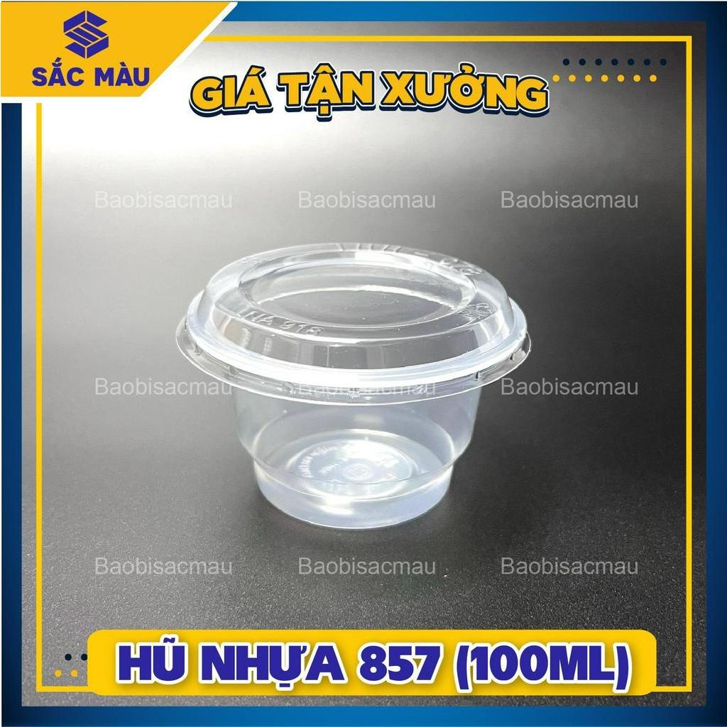 100 hũ nhựa 857 đựng rau câu, topping,... dung tích 100ml kèm nắp