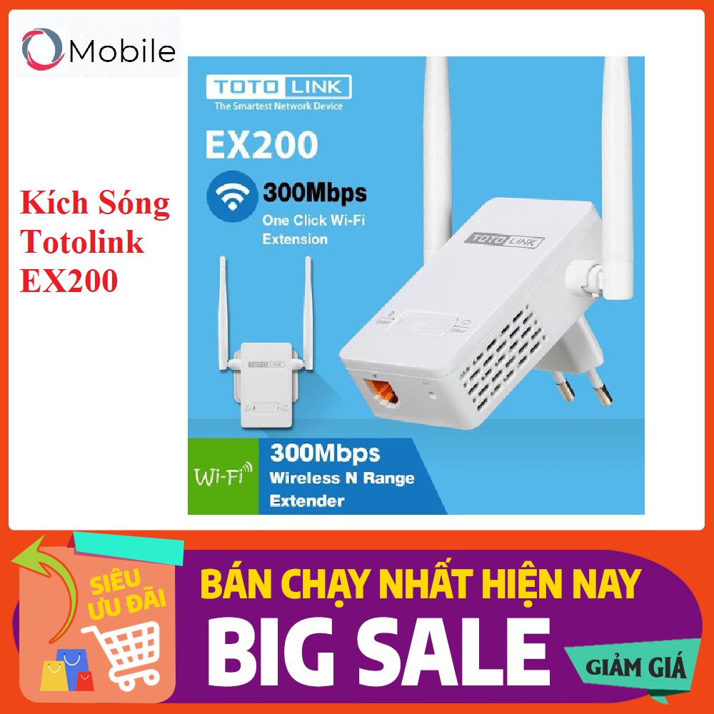 Bộ Kích Sóng Wifi Repeater 300Mbps Totolink Ex200 - Hàng chính hãng