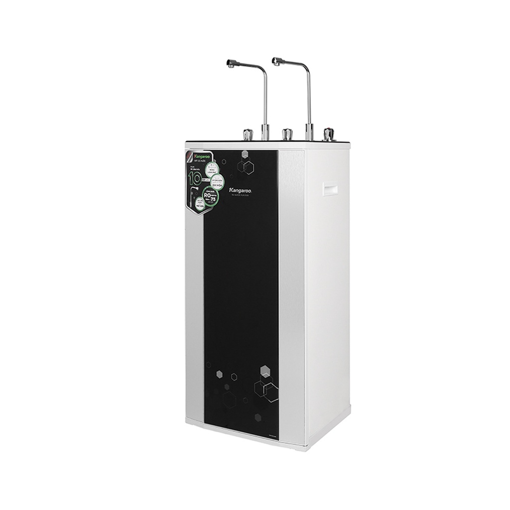 [MIỄN PHÍ LẮP ĐẶT] Máy lọc nước Hydrogen Kangaroo RO 10 lõi 2 vòi 3 chức năng vỏ tủ VTU BLACK hoa lục giác KG10A4
