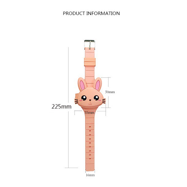Đồng hồ thời trang trẻ em dây cao su cao cấp mặt thỏ xinh sắc màu OEM PKHRTE012