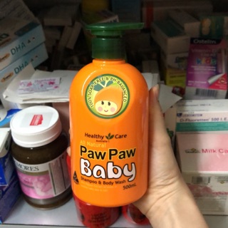 Sữa tắm gội Healthy Care All Natural Paw Paw Baby 500ml của Úc