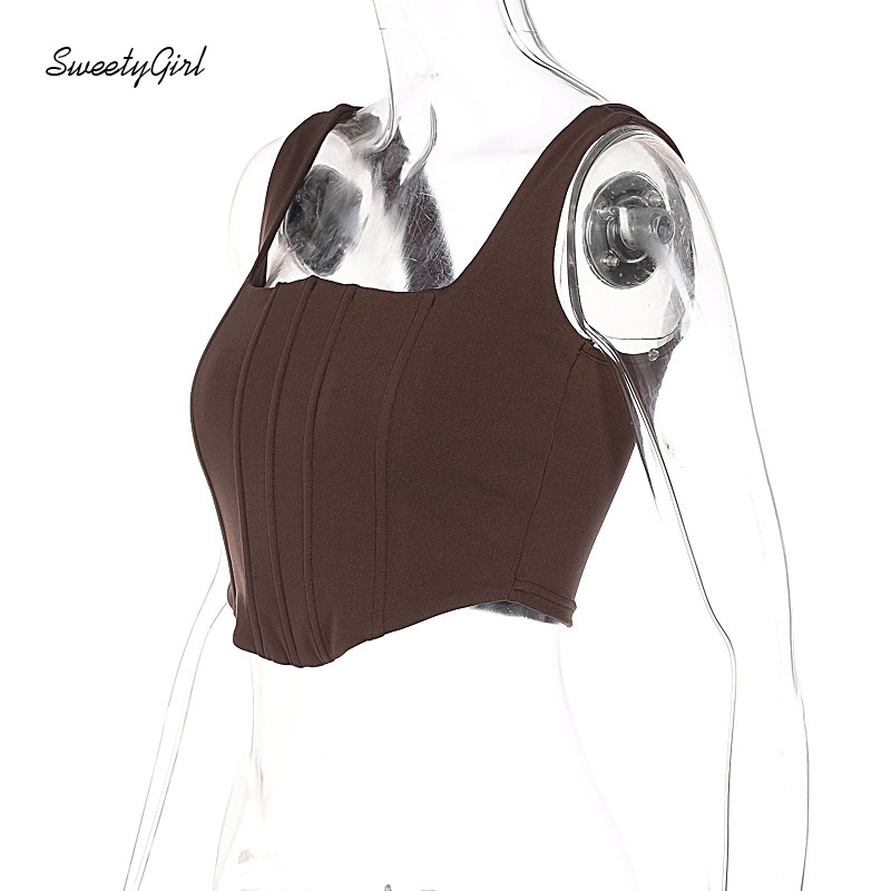 Áo Hai Dây Cổ Vuông Màu Trơn Dáng Ôm Phong Cách Đường Phố Thời Trang Cho Nữ