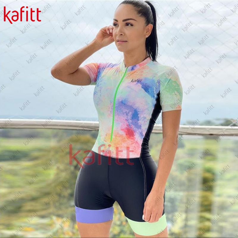 Bộ Đồ Áo Liền Quần Tay Ngắn Dành Cho Nữ Dùng Khi Chạy Xe Đạp Thể Thao Ngoài Trời