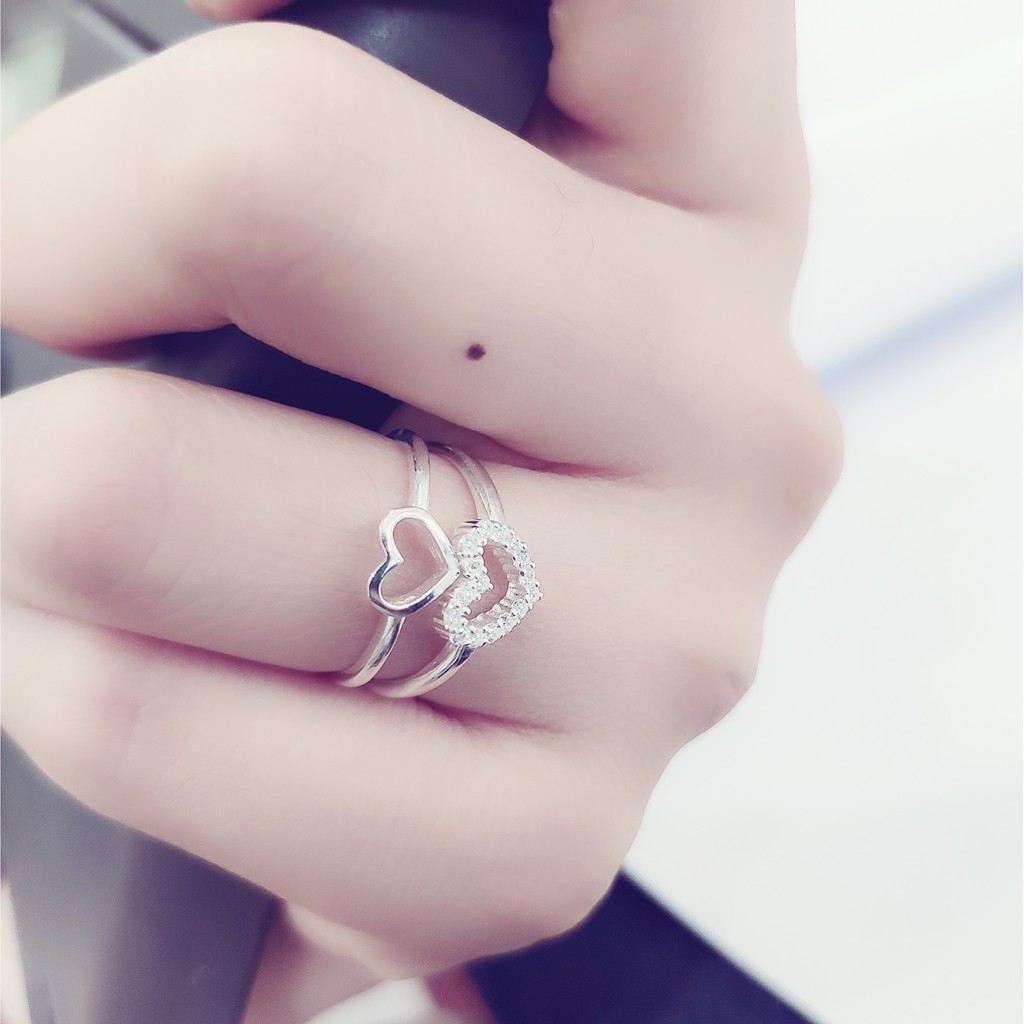 Nhẫn bạc Nhẫn trái tim nhỏ Van Jewelry V10269 gắn đá trắng