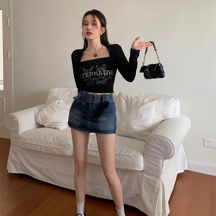 SUXI Đầm Tay Dài Cổ Vuông Dáng Ôm In Họa Tiết Đơn Giản Thời Trang Xuân Thu Cho Nữ