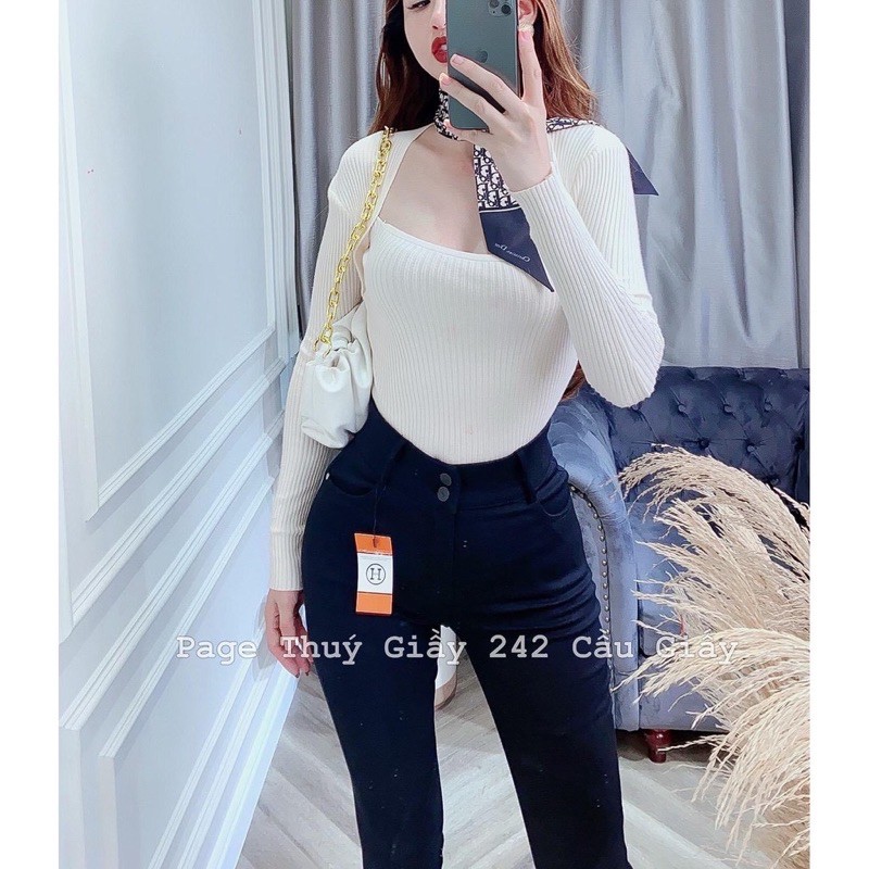 Áo len tăm cổ ume nữ QC cao cấp❤️Áo len nữ dài tay cổ vuông hàng QC❤️[free ship] | BigBuy360 - bigbuy360.vn