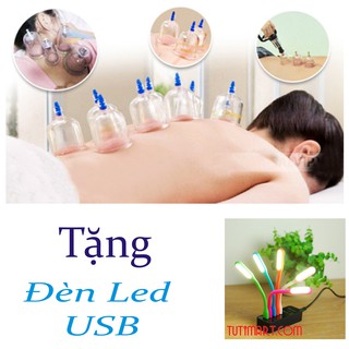 BỘ GIÁC HƠI 12 ỐNG HÚT CHÂN KHÔNG _ KHÔNG DÙNG LỬA + TẶNG ĐÈN LED USB