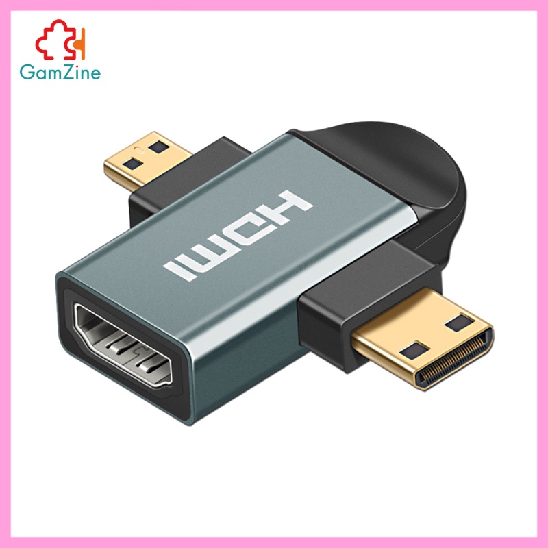 GamZine  3in 1 HDMI Female to Mini HDMI Male + Micro HDMI Male Adapter