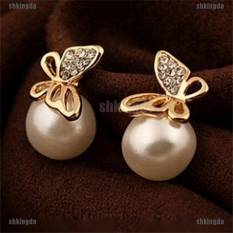 Hoa tai đính ngọc hình bướm xinh xắn lấp lánh