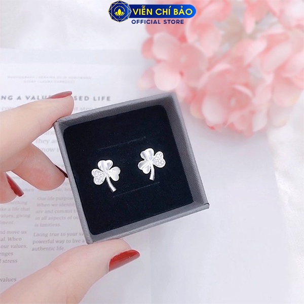 Bông tai bạc nữ cỏ ba lá may mắn chất liệu bạc 925 thời trang phụ kiện trang sức nữ Viễn Chí Bảo B400179