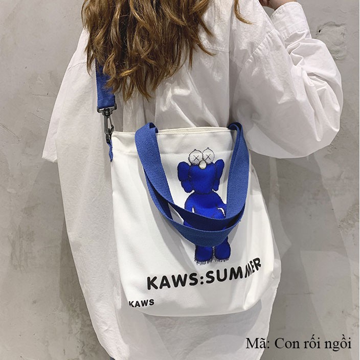 TÚI VẢI TOTE ULZZANG CÁC NHÂN VẬT KAWS SUMMER ĐEO CHÉO VÀ XÁCH CÁ TIỆN