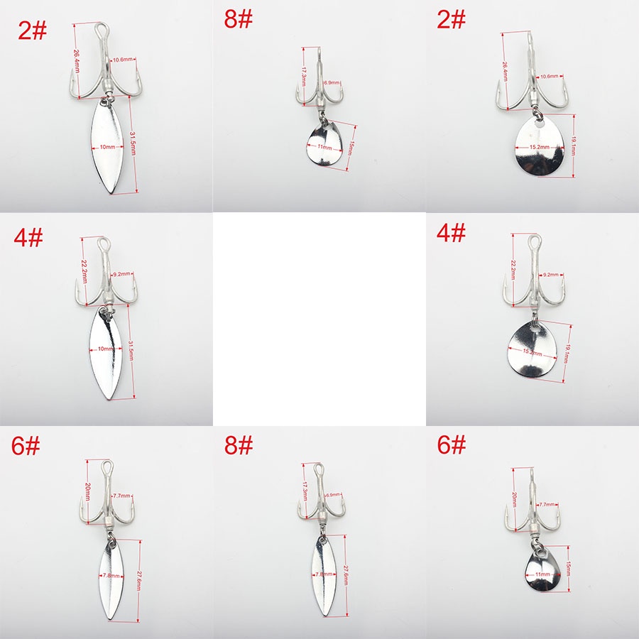 5 cái #8 #6 #4 #Set 2 lưỡi câu cá bằng thép Carbon màu bạc