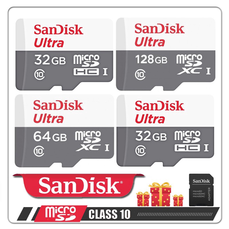 Thẻ Nhớ Sandisk 128gb Ultra 64gb 32gb Micro Sd Uhs-1 Sdcard C10 A1 80mb / S Read