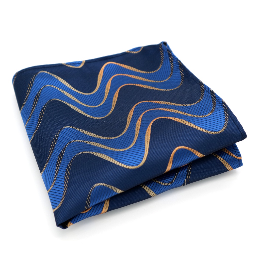 Khăn Tay Lụa Jacquard Vuông Họa Tiết Hoa Văn Kẻ Sọc Phong Cách Doanh Nhân Cho Nam