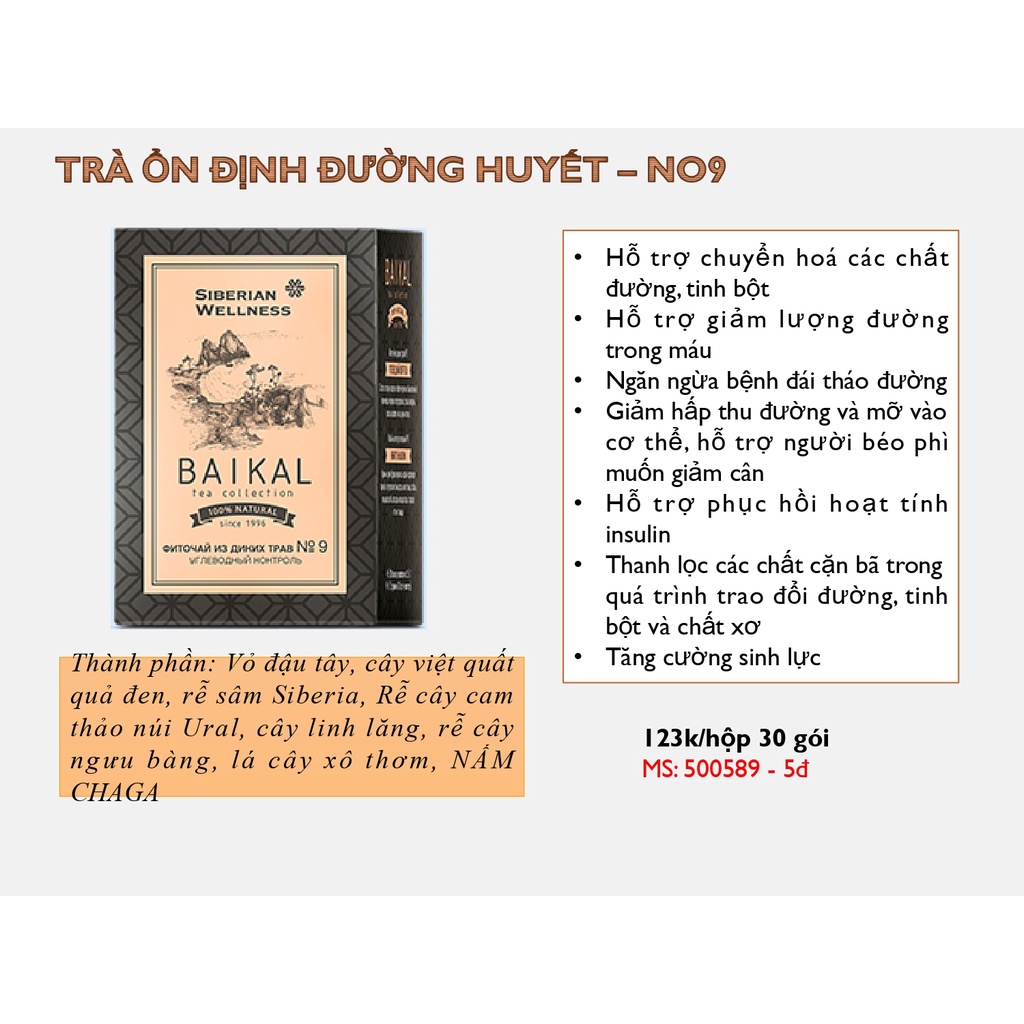 Trà thảo mộc Siberian Baikal tea collection Herbal tea N9 - 30 gói