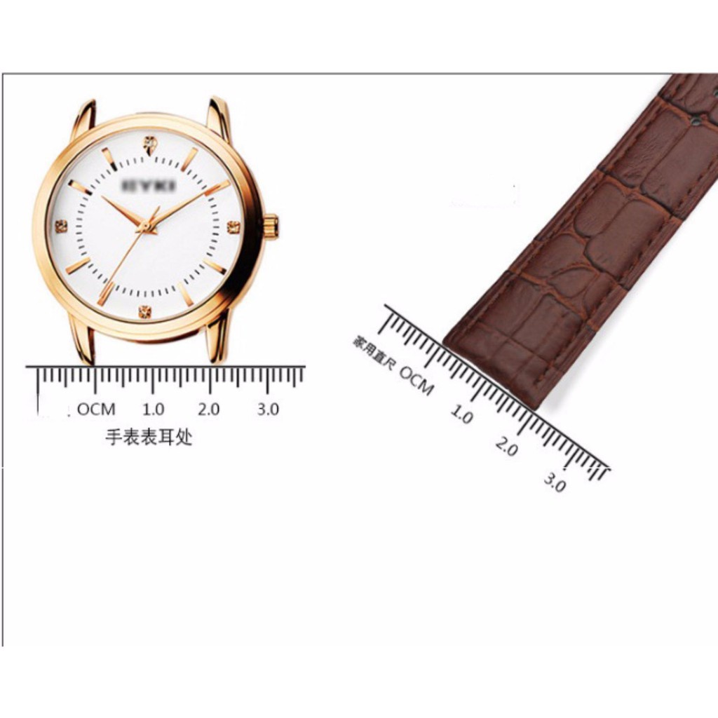 Dây da đồng hồ đeo tay nữ time king cao cấp,cỡ 12mm màu nâu sáng