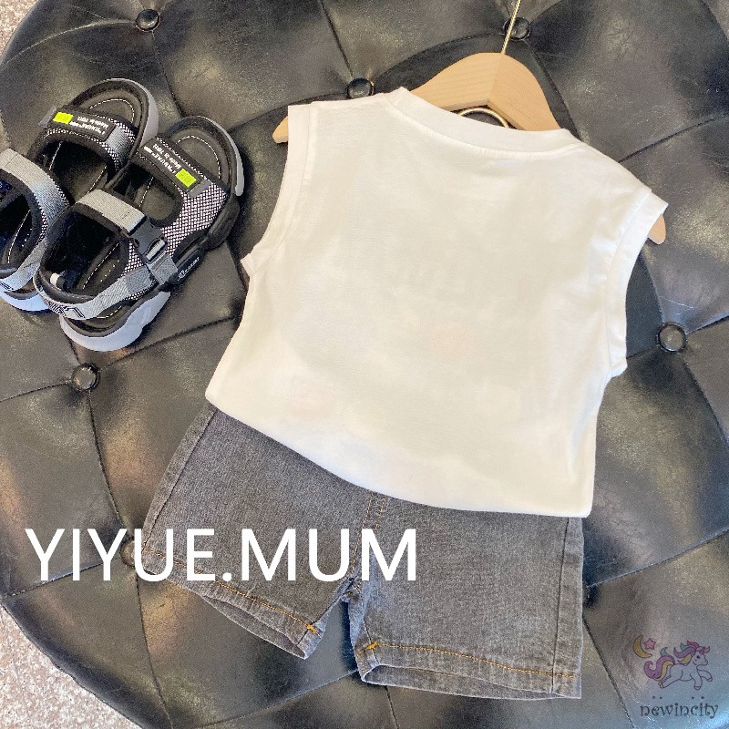 Bộ Áo Không Tay + Quần Ngắn In Hoạt Hình Phong Cách Hàn Quốc Thời Trang Mùa Hè Cho Bé Trai