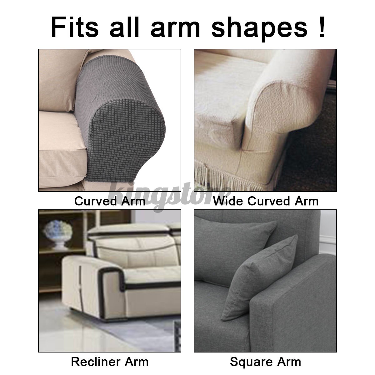 Set 2 cặp bọc tay vịn ghế sofa thiết kế họa tiết sọc caro cao cấp