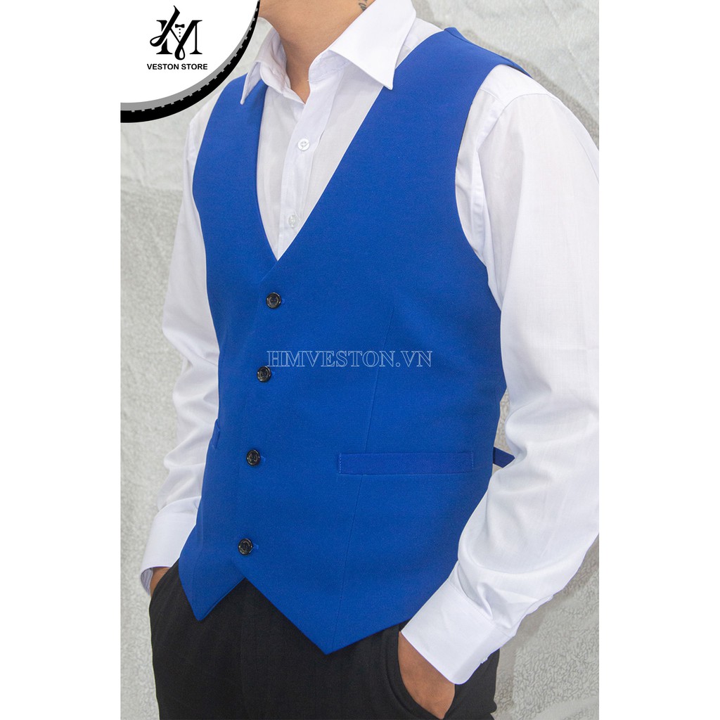 Áo Gile Xanh Coban chất vải dày mịn co giãn tặng kèm nơ