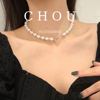 Vòng cổ nữ phối ngọc khoen tròn | chou accessories |
