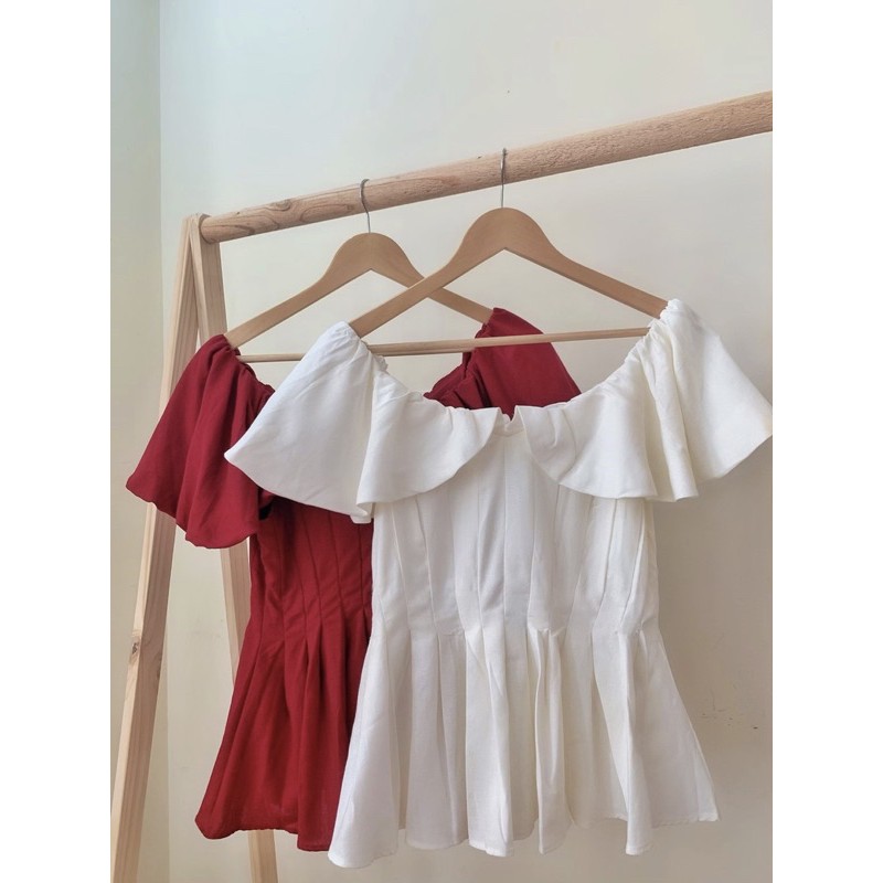 Áo trễ vai tay bồng  Ảnh chụp thật