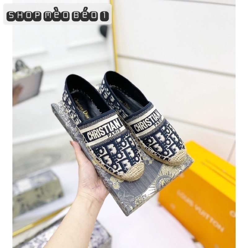 Giày slip on jadior thổ cẩm đế cói fullbox