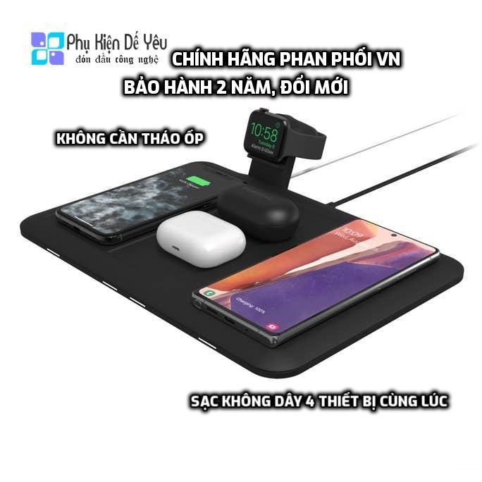 Đế sạc không dây Mophie 4-in-1 wireless charging mat  [CHÍNH HÃNG PHÂN PHỐI VN, BẢO HÀNH 2 NĂM]