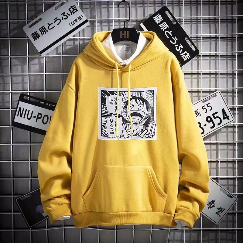 Áo hoodie tay dài dáng rộng in họa tiết hoạt hình phong cách hip hop đường phố Hàn Quốc cho nam cỡ lớn M-5XL