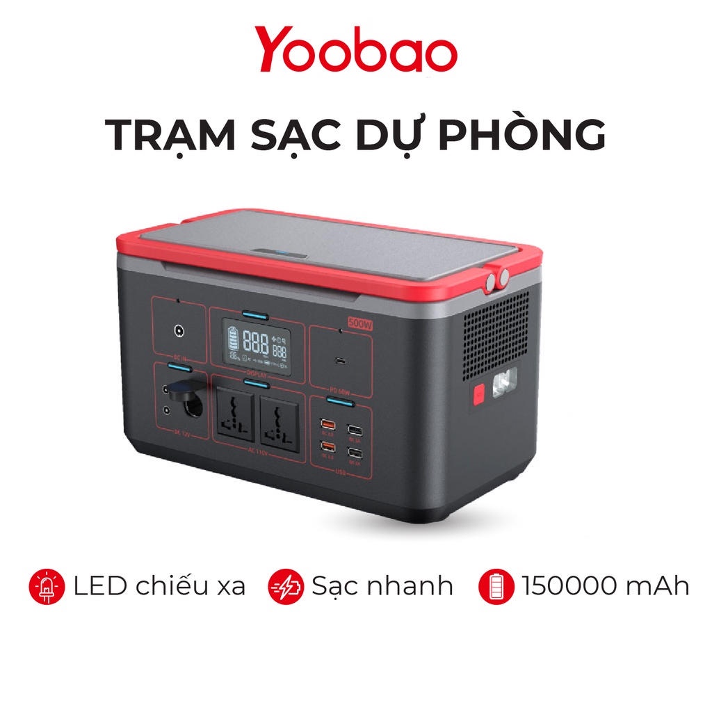 Trạm sạc dự phòng 150000mAh Yoobao EN500S Sạc nhanh PD60W 220V/500W