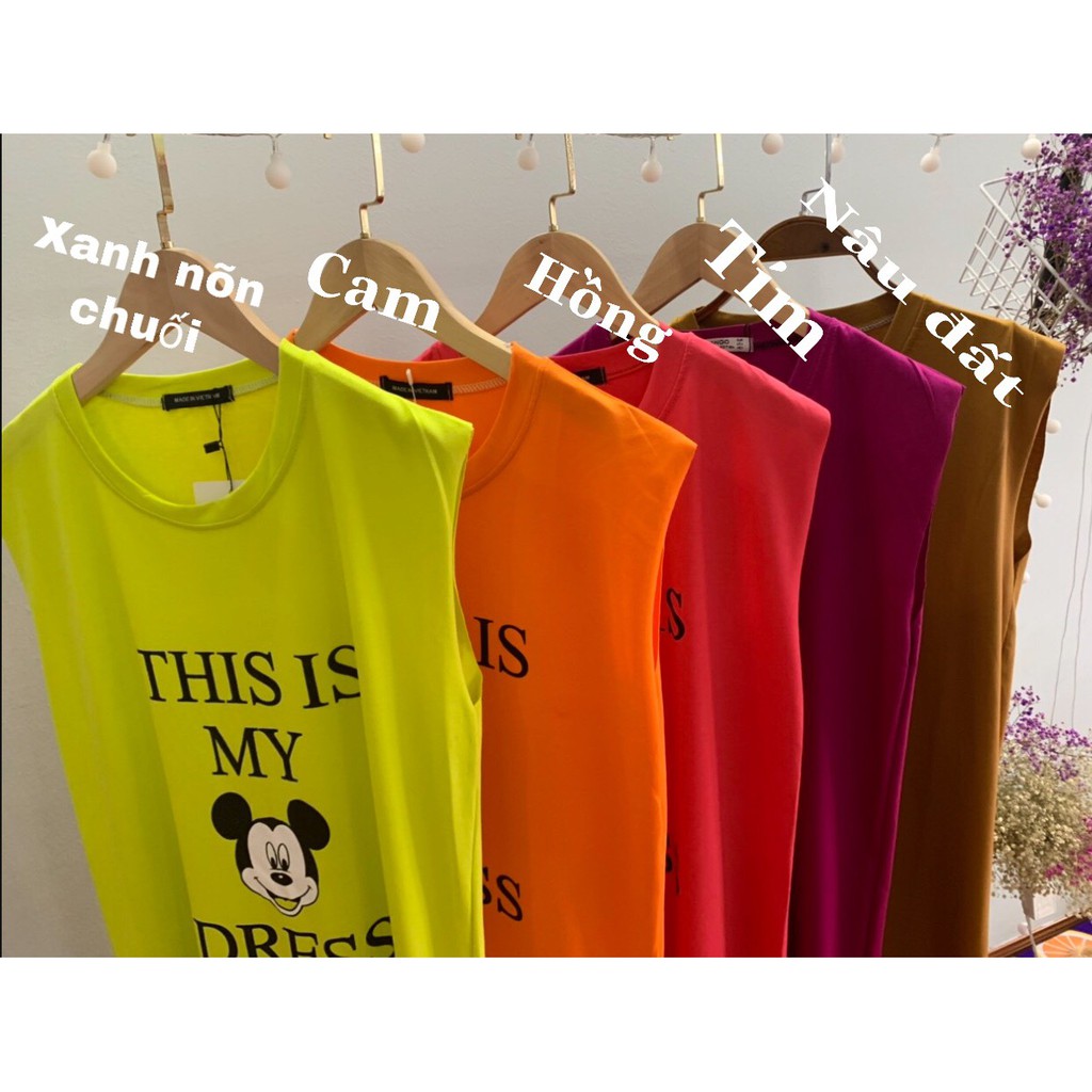 váy suông sát nách in đầu mickey 5 màu hot hit kèm ảnh thật | BigBuy360 - bigbuy360.vn