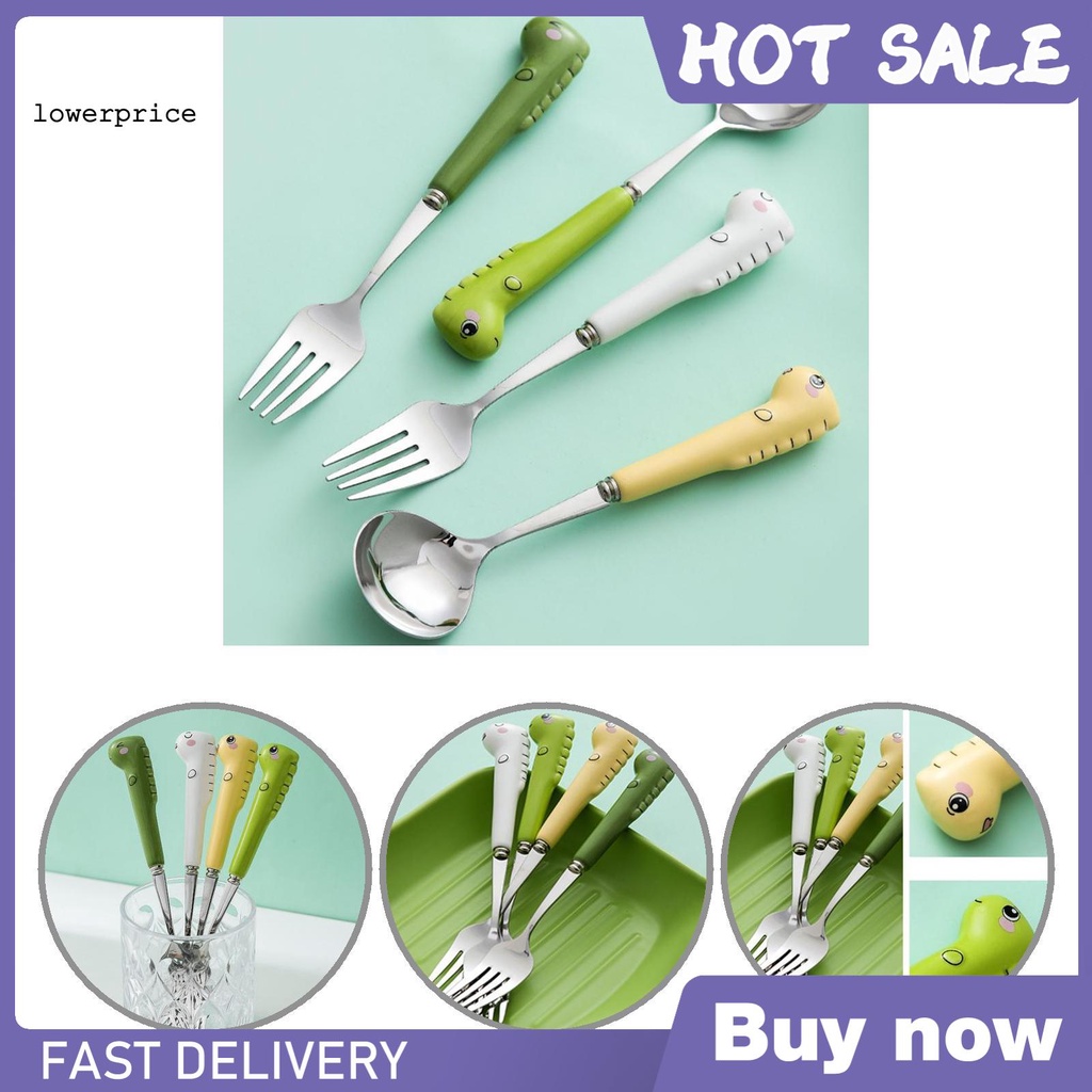 Bộ muỗng nĩa hình khủng long hoạt hình xinh xắn có thể tái sử dụng cho trẻ em