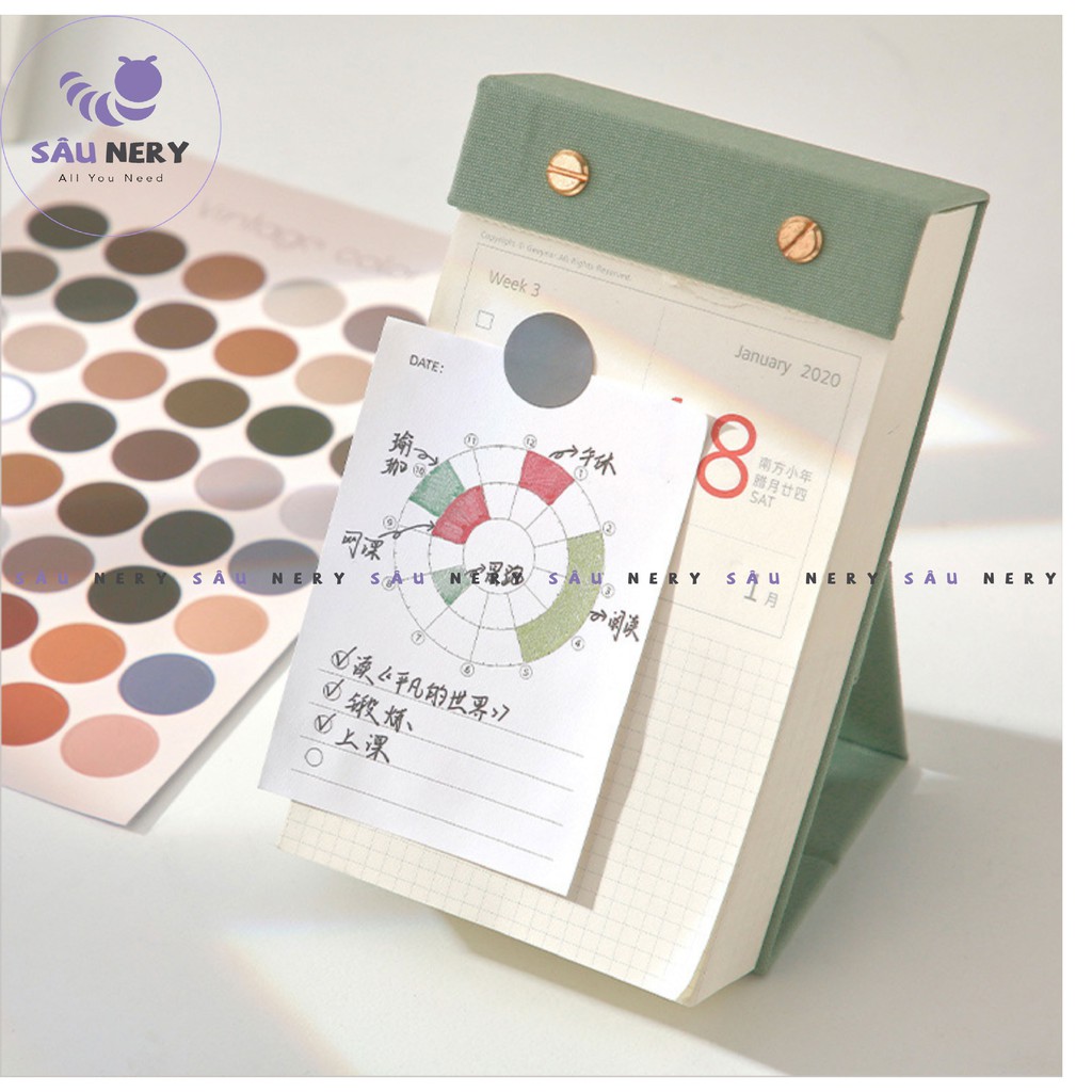 Sâu Nery - SN51 - Set 48 Dot Sticker trang trí nhật ký, sổ tay, kế hoạch, bulletjournal _COLOR SEAL