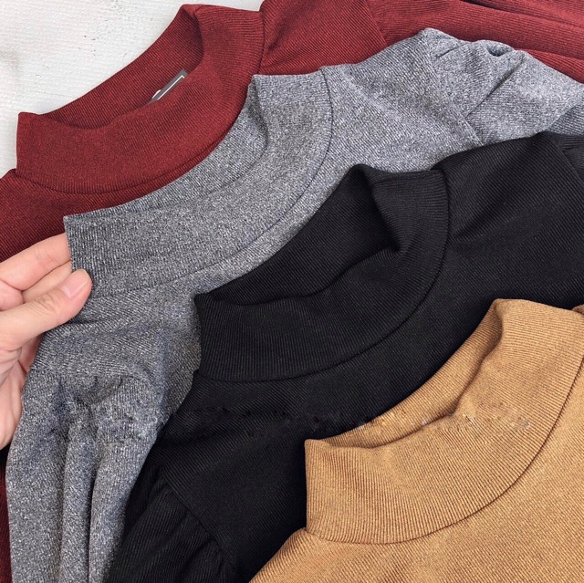 Áo len cộc tay cổ 3p, chất len mỏng co dãn | BigBuy360 - bigbuy360.vn