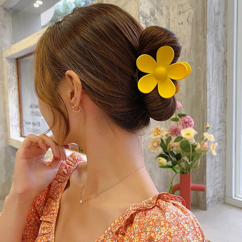 Kẹp Tóc Hình Hoa Màu Trơn Thời Trang Hàn Quốc Cho Nữ