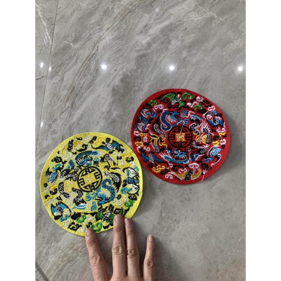 Mác thêu tròn rồng 15cm