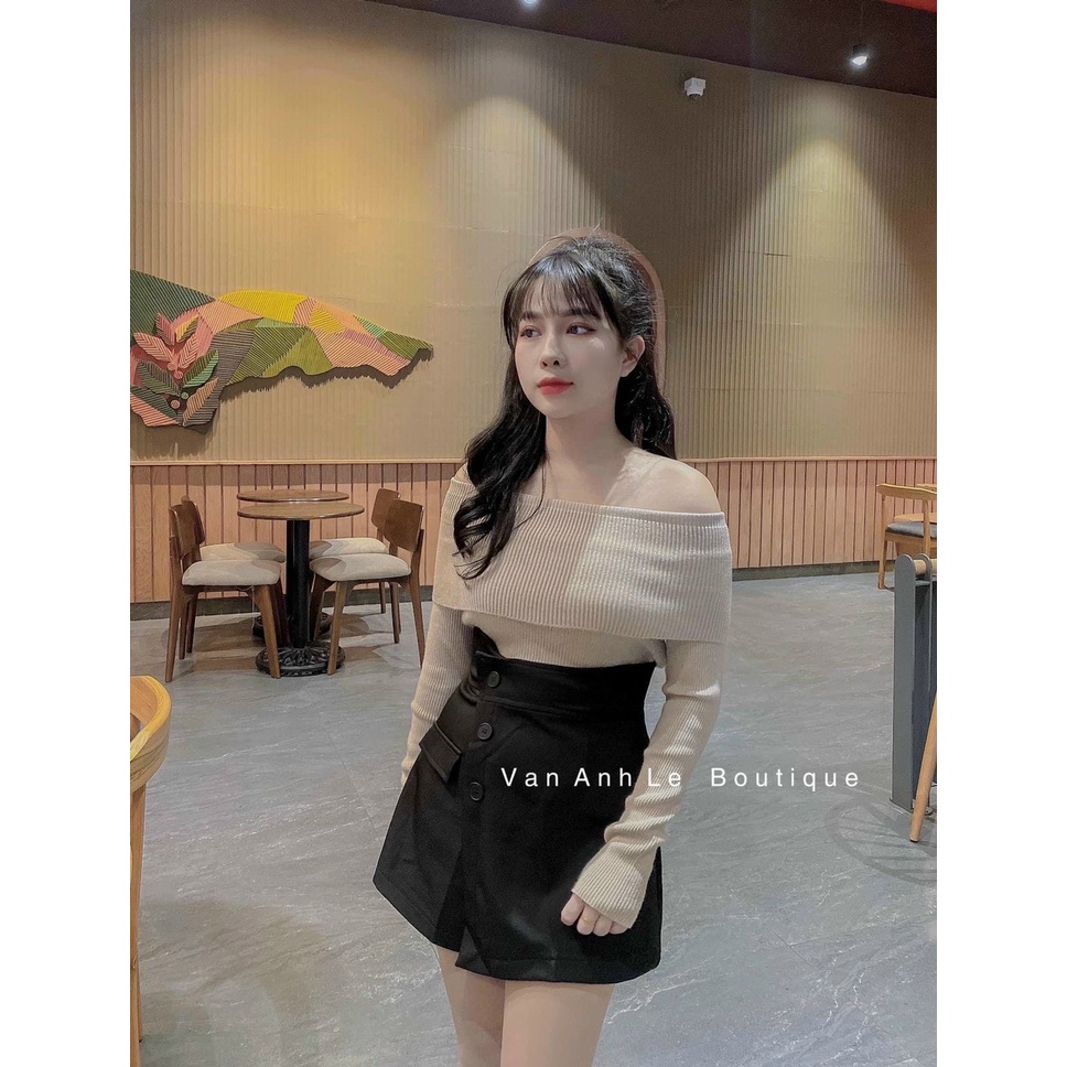 Áo len tăm tay dài, áo len nữ bệt vai phom chuẩn xinh chất len đẹp phong cách trẻ trung mix gì cũng hợp hàng loại 1 | BigBuy360 - bigbuy360.vn