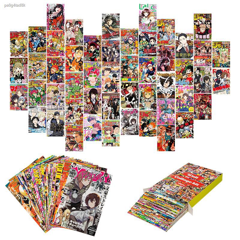 chống ẩm✤50 cái Tạp chí Anime Bao gồm Bộ cắt dán tường thẩm mỹ Bộ áp phích nghệ thuật Trang trí thẻ cho Manga Màu sắc t