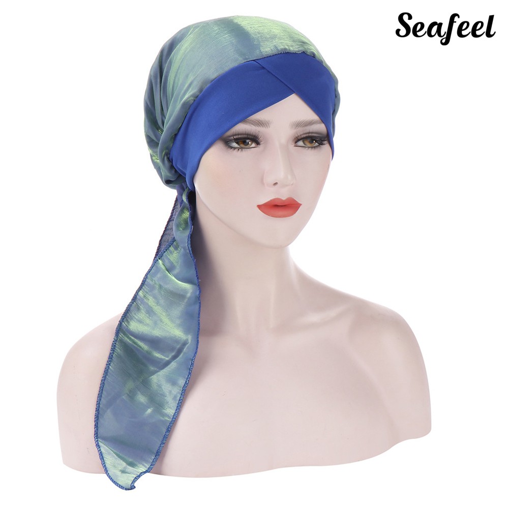 Mũ turban đuôi dài hoạ tiết tùy chọn thời trang cho nữ