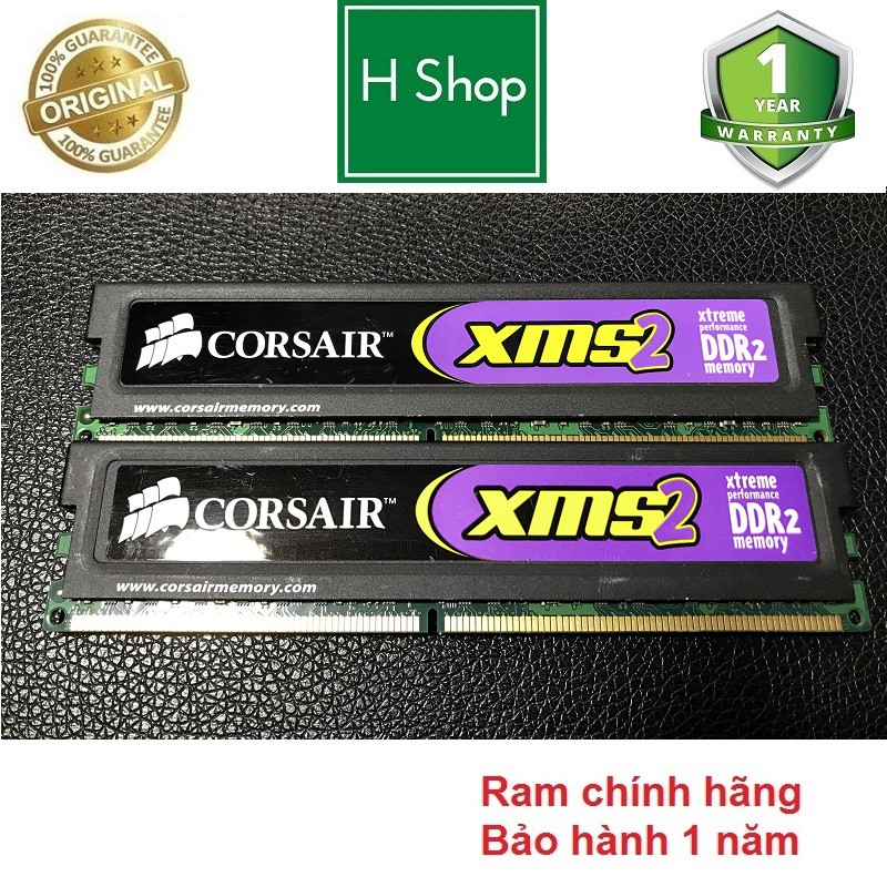 Ram PC DDR2 (PC2) 2Gb bus 800 - 6400U, chính hãng Corsair XMS2 xtreme performance, bảo hành 12 tháng