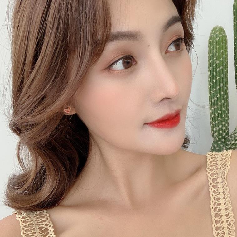 Bông tai nữ nhỏ cá tính hình trái tim i76