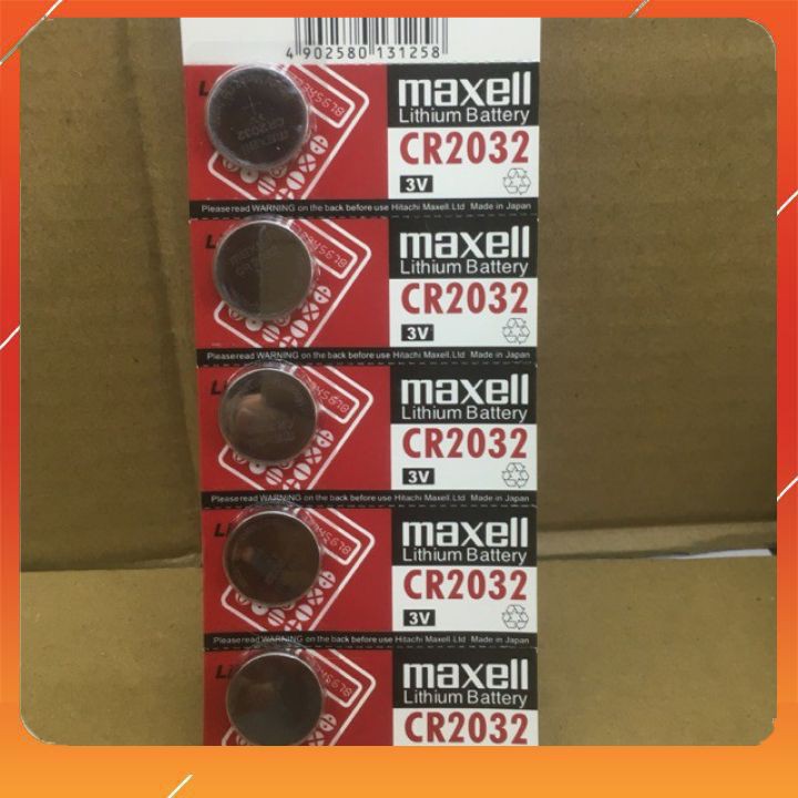 Vỉ 5 Viên Pin cúc áo CR2032 Maxell Lithium 3V Made In Japan