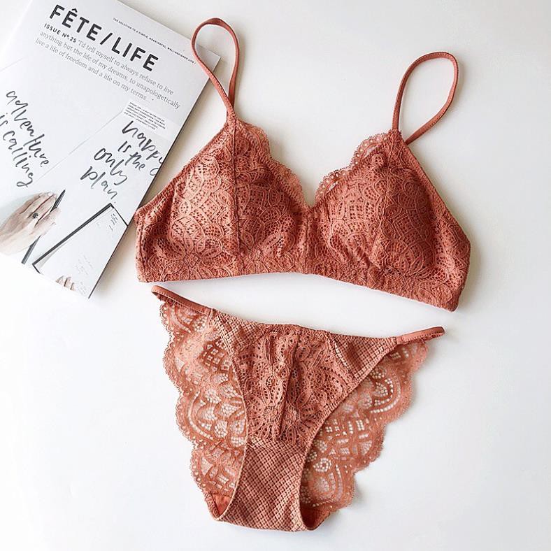 Bộ đồ lót AngGee ren không gọng mút mỏng Mẫu 3 - BL