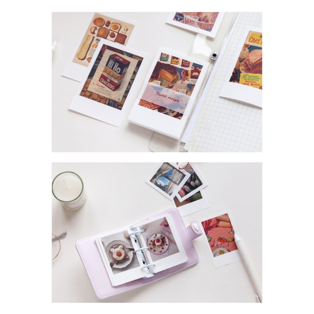 Set Ảnh Polaroid Trang Trí Nhiều Chủ Đề Kèm Sticker Chấm Tròn Trang Trí Bullet Journal/ Góc Học Tập/ Điện Thoại