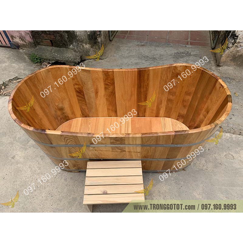 Bồn Tắm Gỗ Pơ Mu Oval 130cm | BigBuy360 - bigbuy360.vn