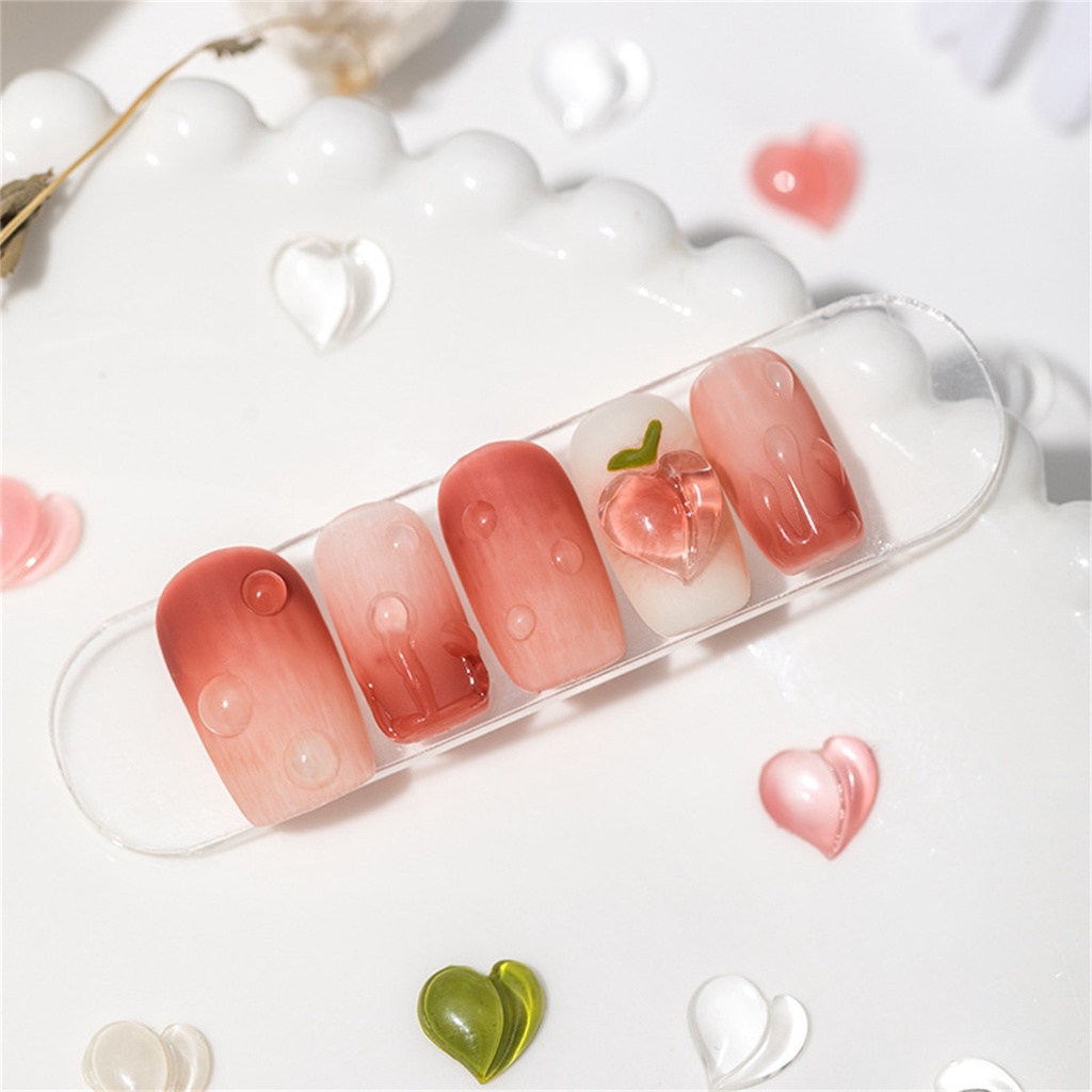 Set 25 Phụ Kiện Trang Trí Móng Tay Hình Trái Tim / Trái Tim / Quả Đào 3D Đa Năng Bằng Nhựa Resin Tinh Tế DIY Dành Cho Bạn Gái