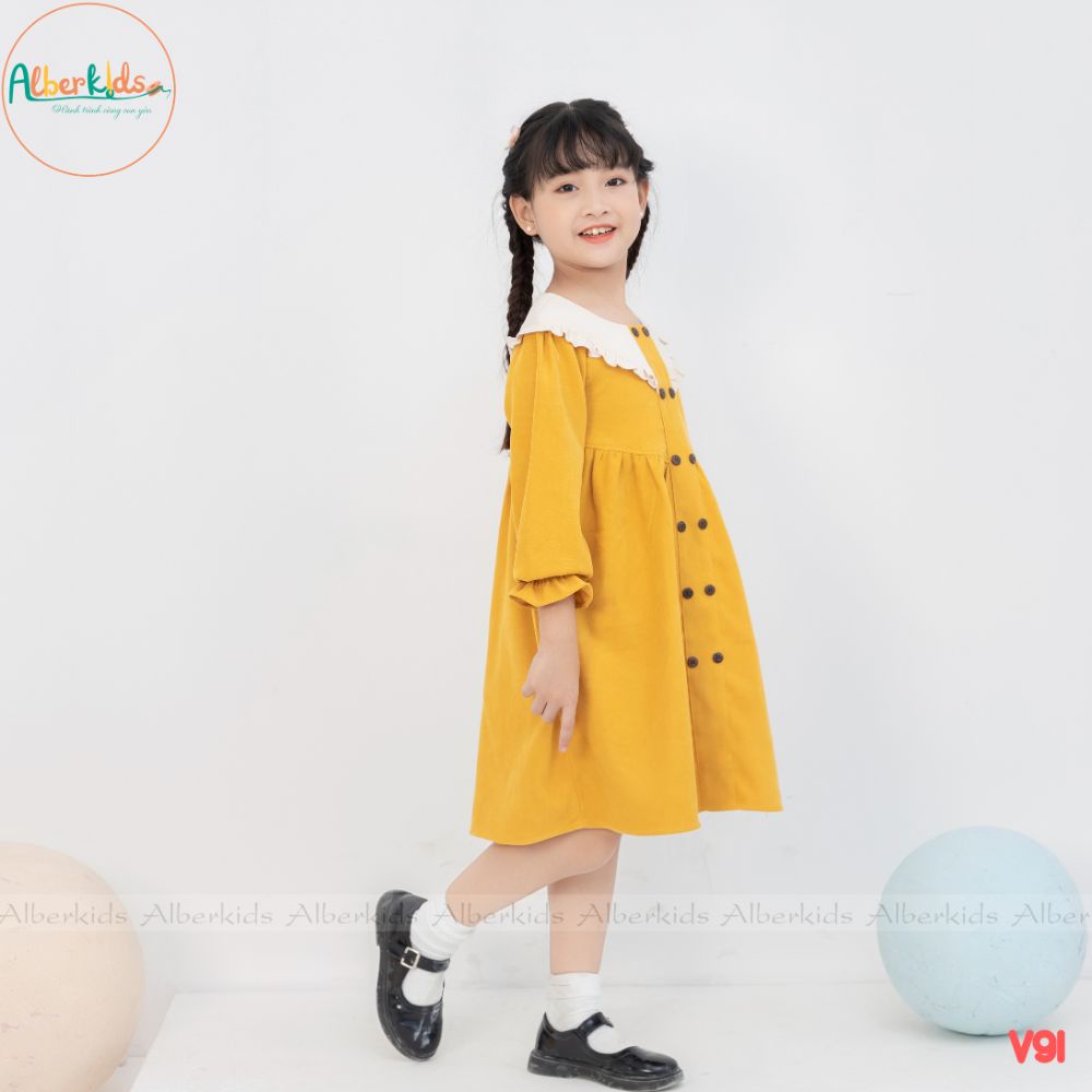 Váy bé gái thu đông  Alber Kids cổ tim công chúa xinh đẹp Lila Dress cho trẻ em 2,3,4,5,6,7,8,9,10,11,12 tuổi [V91]