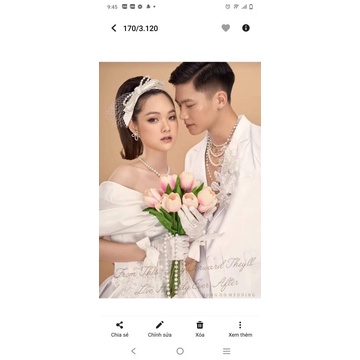 hoa cầm tay cô dâu tuylip trắng 16 bông