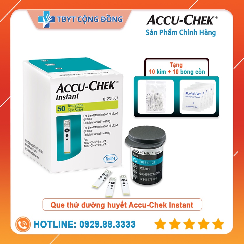 Que Thử Đường Huyết Accu-Chek Instant Hộp 50 que.