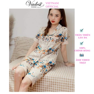 Đồ Ngủ Nữ Quần Lửng Bộ Pijama VADESI Áo Ngắn Lụa Cao Cấp Mặc Nhà Họa Tiết Đẹp Thoáng Nhẹ Mát Mềm